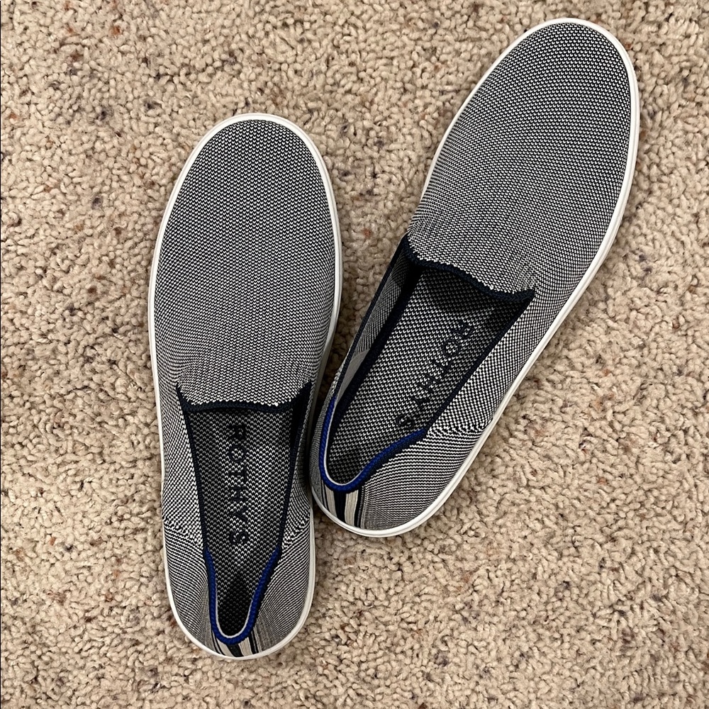 Rothy's Women’s Navy and White Knit Slip-On Loafers